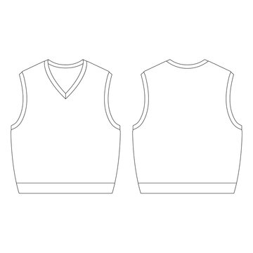 Template v-neck sweater vest vector illustration flat sketch design outline