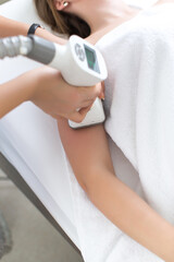 Naklejka premium Lazer epilation, remove hairs from arms