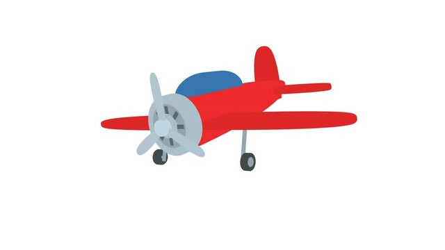 Aircraft. Animation of a piston plane in flight, alpha channel. Cartoon
