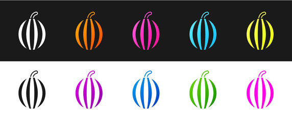 Set Watermelon icon isolated on black and white background. Vector
