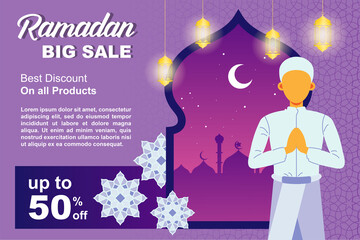banner ramadan sale night vibes discount 50%