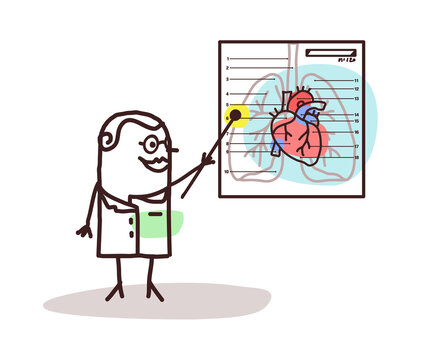 Cartoon Doctor explaining the Cardiac System