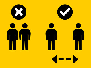Social Distancing Keep Your Distance Wrong and Right or Yes and No Icon. Vector Image.