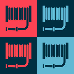 Pop art Fire hose reel icon isolated on color background. Vector