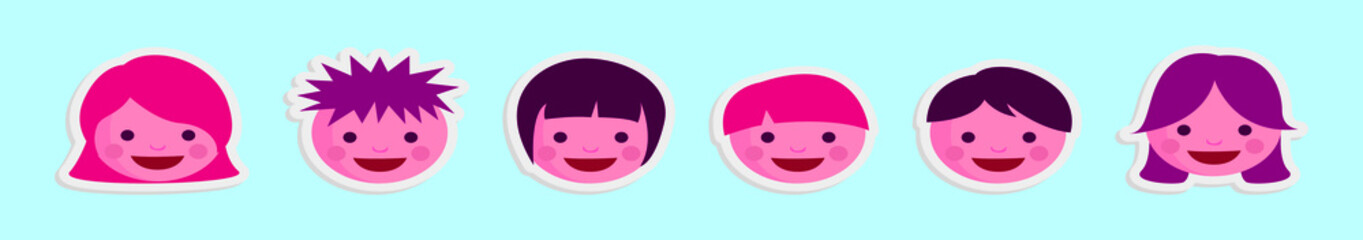 set of face cartoon icon design template with various models. vector illustration isolated on blue background