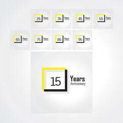 Set Year Anniversary White Background Color Vector Template Design Illustration