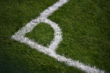 right angle corner of artificial turf football field