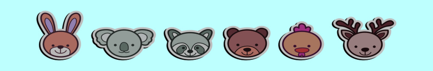 set of animals cartoon icon design template with various models. vector illustration isolated on blue background