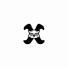 X Letter logo icon with owl icon design vector illustration