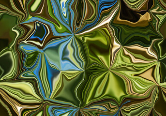 Abstract seamless pattern background with zigzag and waves in blue, green and brown tones. Artistic image processing created by Mediterranean cypress photo. Beautiful multicolor pattern for any design