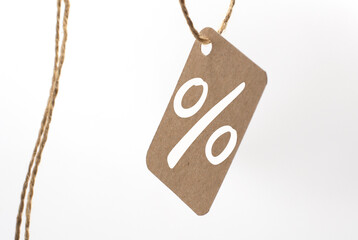 a percent sign or icon on isolated white background. Business sale or discount concept.