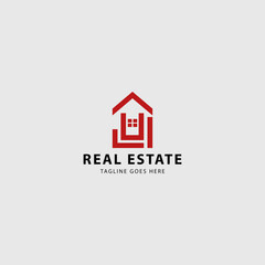 Real estate logo. Home line icon. Vector illustration