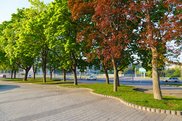 Dnipro city. Ukraine. Modern  promenade.