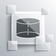 Grey Geometric figure Cylinder icon isolated on grey background. Abstract shape. Geometric ornament. Square glass panels. Vector