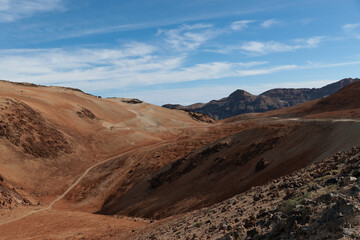 Fototapeta na wymiar Teide National Park, red soil, wide landcapes on Tenerife