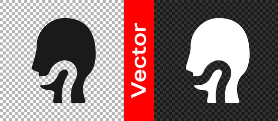 Black Sore throat icon isolated on transparent background. Pain in throat. Flu, grippe, influenza, angina. Healthcare and medical. Vector