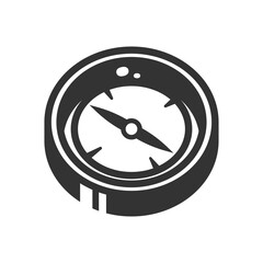 Nautical compass bold black silhouette icon isolated on white. Navigation portable device. © Vikivector