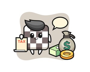 Character cartoon of chess board as a accountant