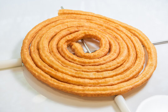 Spanish churros and porras thread before cutting. Churros. Porras.