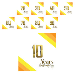 Fototapeta na wymiar Set Year Anniversary Celebration Gold and White Background Color Vector Template Design Illustration
