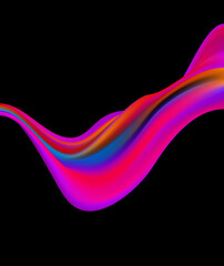 Modern colorful flow poster. Wave Liquid shape in black color background. Art design for your design project.