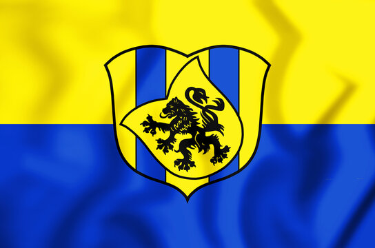 3D Flag of Delitzsch (Saxony), Germany. 3D Illustration.