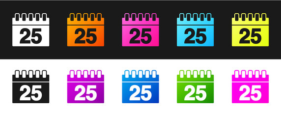 Set Calendar icon isolated on black and white background. Event reminder symbol. Vector