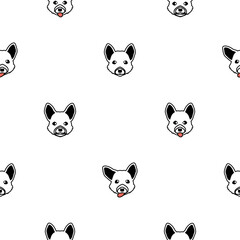 Dog seamless pattern, Corgi on white background.	