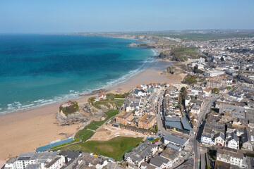Fototapeta premium Aerial photograph of Newquay, Cornwall, England.