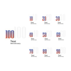 Set Year Anniversary Celebration Rainbow Color Vector Template Design Illustration