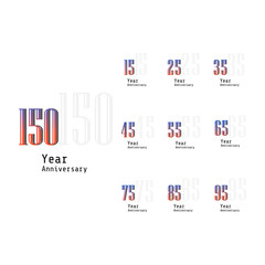 Obraz premium Set Year Anniversary Celebration Rainbow Color Vector Template Design Illustration
