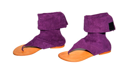 Female flip flops shoes with fabric top isolated on white