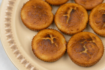 Cup cakes served on the plate with copy space