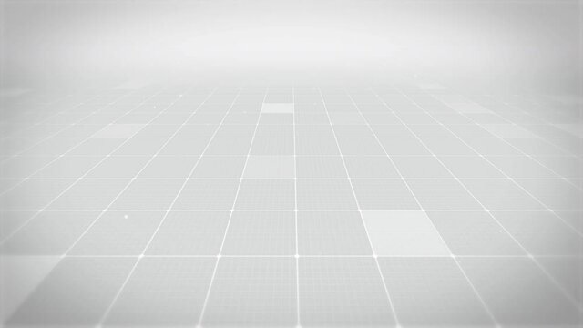 digital grid 3D tile move on background (white grid on gray base)