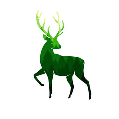 Silhouette of a deer with antlers deer