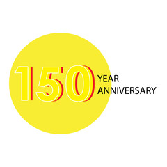 Set Year Anniversary Celebration Yellow Color Vector Template Design Illustration