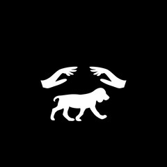 Dog care icon isolated on dark background