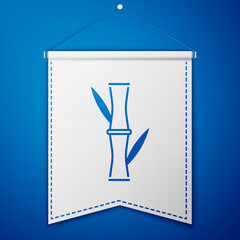 Blue Bamboo icon isolated on blue background. White pennant template. Vector