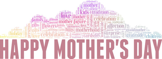 Happy Mother's Day vector illustration word cloud isolated on a white background.