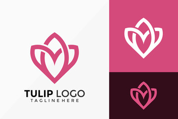 Tulip Flower Boutique Logo Vector Design. Abstract emblem, designs concept, logos, logotype element for template.