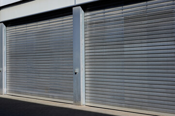 two warehouses front view