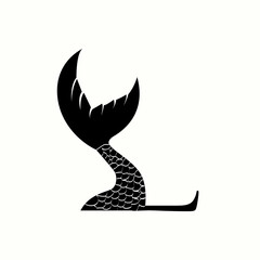  logo letter l with icon fish tail vector design