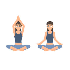 Meditation. Girl doing yoga, vector illustration