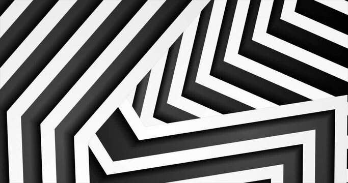 Abstract minimal motion background with black and white stripes. Seamless looping. Video animation 4K 4096x2160