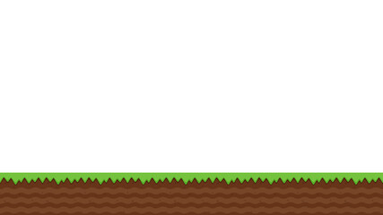 Leinwandbilder 横スクロールゲームの草の地面 ブロックとパターンブラシ イラスト素材 ふわぷか
