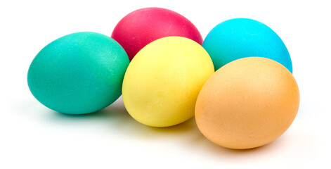 Fototapeta na wymiar Colorful easter eggs, isolated on white background