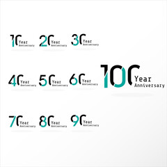 Anniversary Celebration Set Blue Color Vector Template Design Illustration