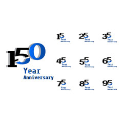 Anniversary Celebration Set Blue Color Vector Template Design Illustration