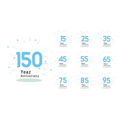 Anniversary Celebration Set Blue Color Vector Template Design Illustration