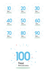 Anniversary Celebration Set Blue Color Vector Template Design Illustration